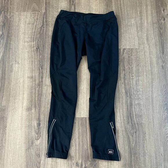 REI Black Airlyte Running Tights Zip Ankle Sz M - Picture 1 of 9